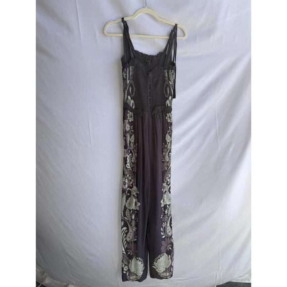 Caballero Rose Graphite Protea Paisley Jumpsuit Size L with Stains - Picture 4 of 11